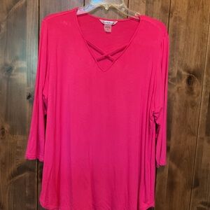 Peter Nygard Women's V-Neck Hot Pink Blouse